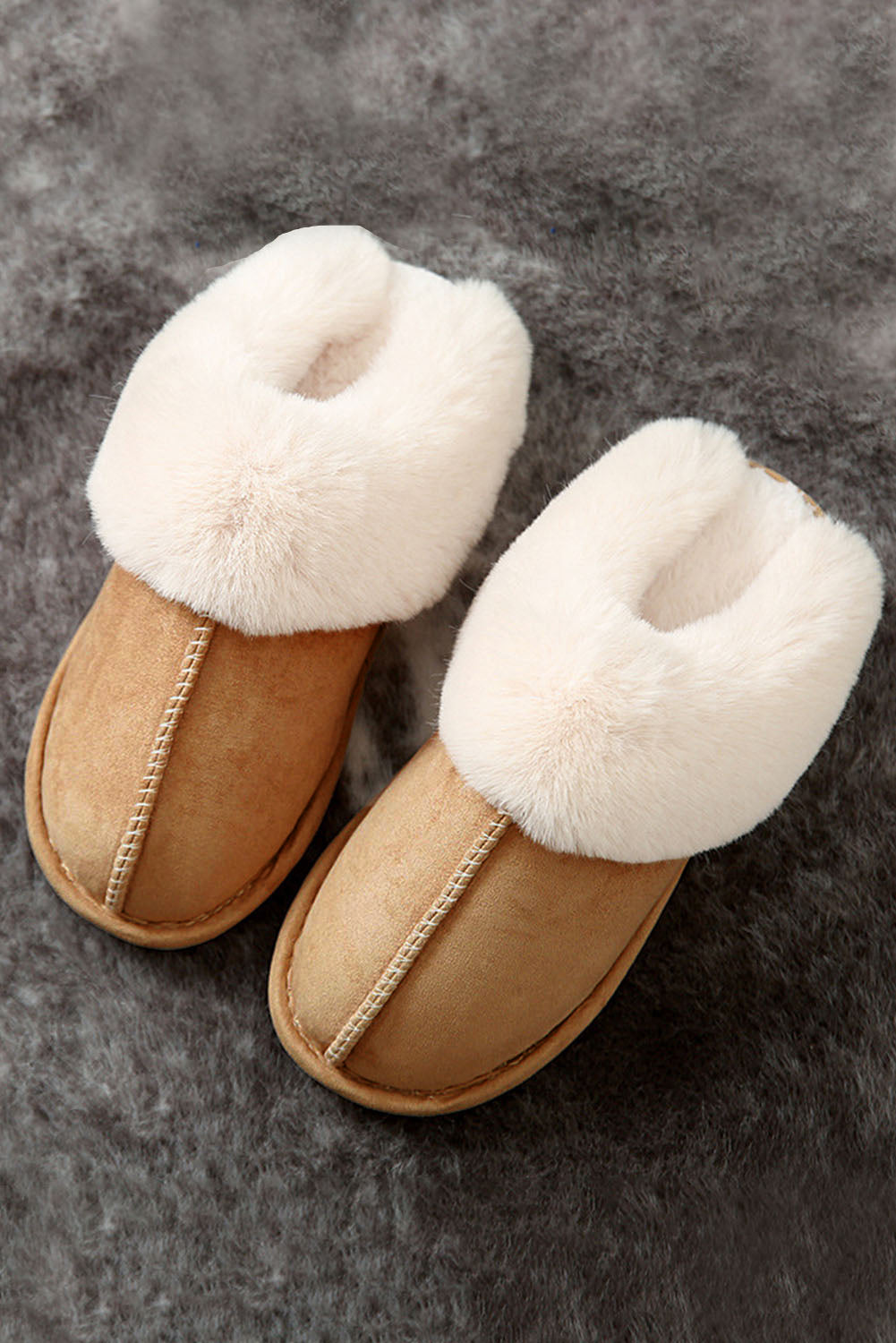 Soft suede texture and plush inner lining – warm indoor slippers for women