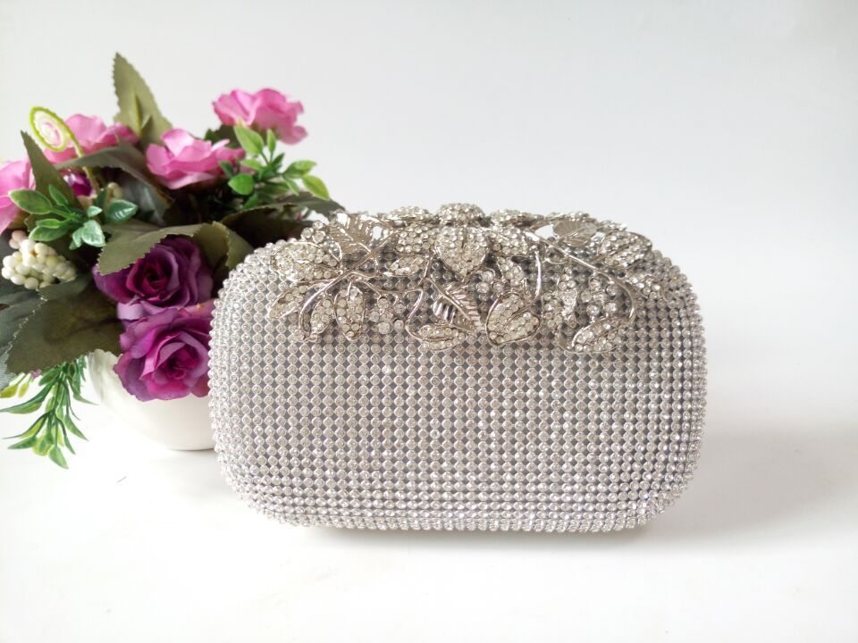 Women's Crystal Floral Rhinestone Evening Clutch Bag