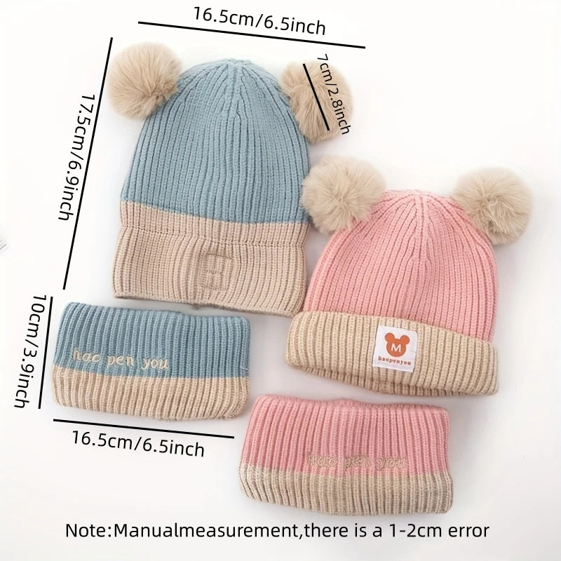 Double Pom Pom Hat & Scarf Set - Infants and Toddlers