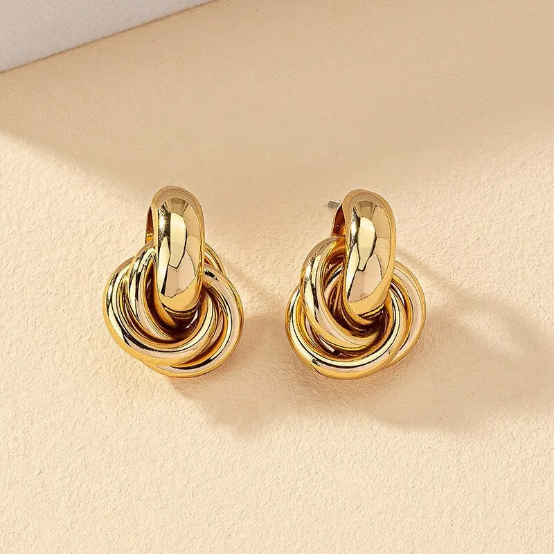 Knot Hoop Earring set- 2-Pair in Gold & Silver