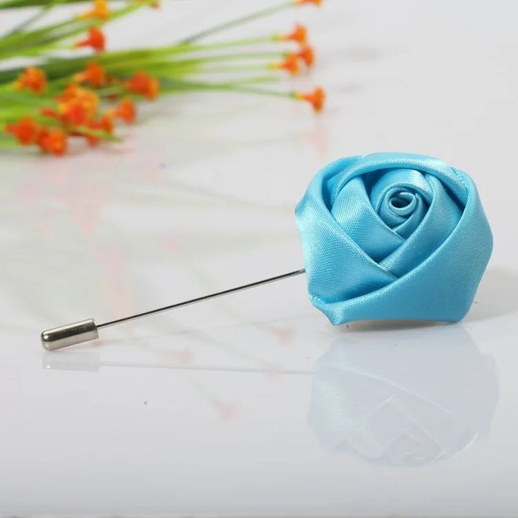 Men Boutonnieres for Wedding Groom Corsage Lapel Pins Ribbon Roses Flower Mensuit Buttonhole Brooch Marriage Accessories
