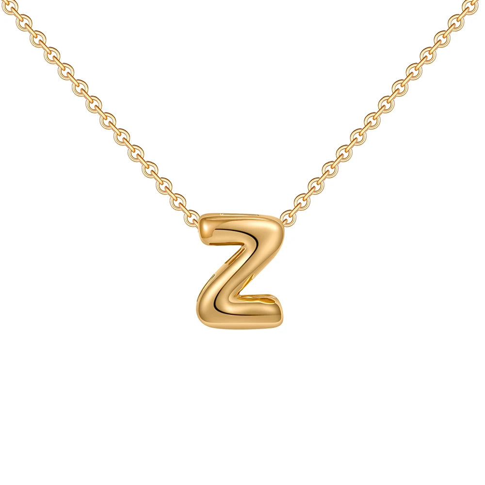 Dainty Mini Bubble Letter Necklace Gold Plated Balloon Initial Tiny Small Pendent Necklaces for Women Jewelry Teen Girls Gifts