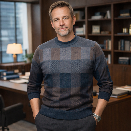 Men’s Classic Knit Crew Neck Sweater – Casual Pullover for Fall & Winter