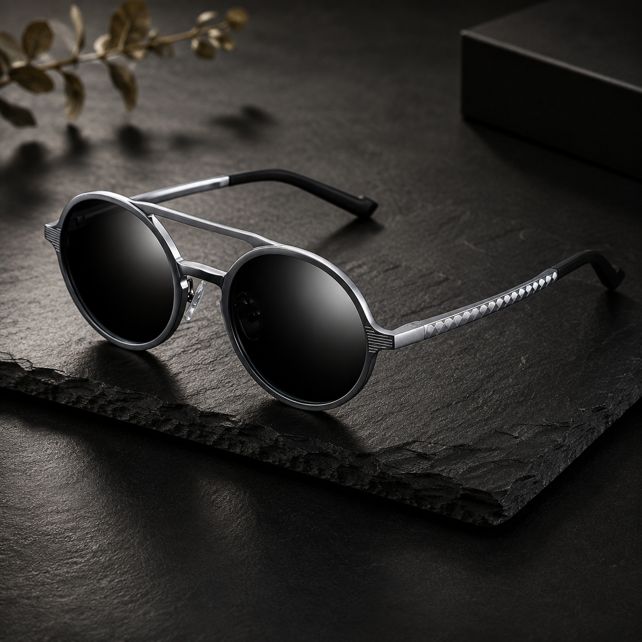 Vintage Double-Bridge Round Polarized Sunglasses