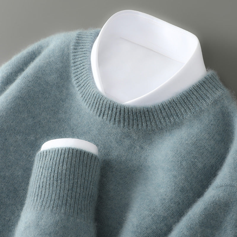 Men’s Wool Sweater – Half-Turtleneck & Crew Neck | Winter Loose-Fit Pullover
