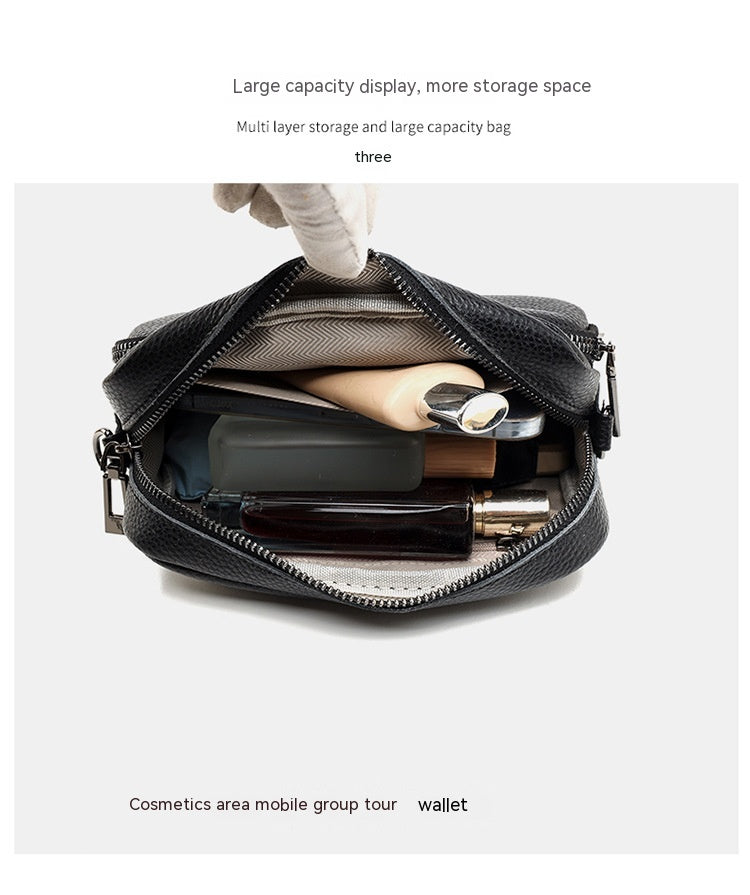 Genuine Leather Crossbody Bag – Litchi Pattern Shoulder Bag