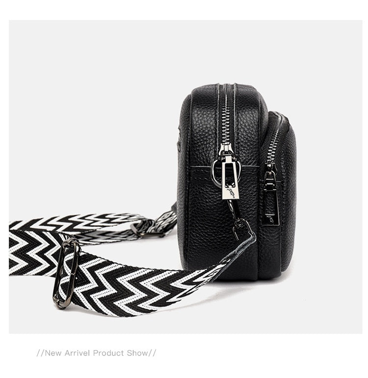 Genuine Leather Crossbody Bag – Litchi Pattern Shoulder Bag