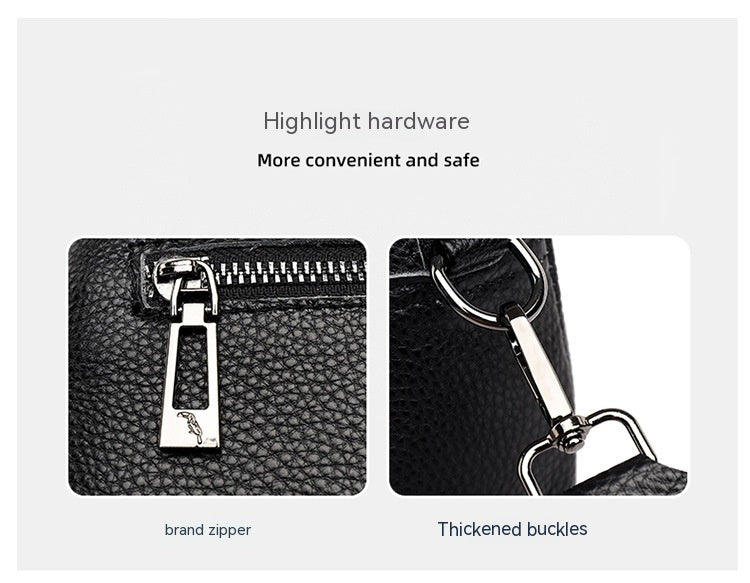 Genuine Leather Crossbody Bag – Litchi Pattern Shoulder Bag
