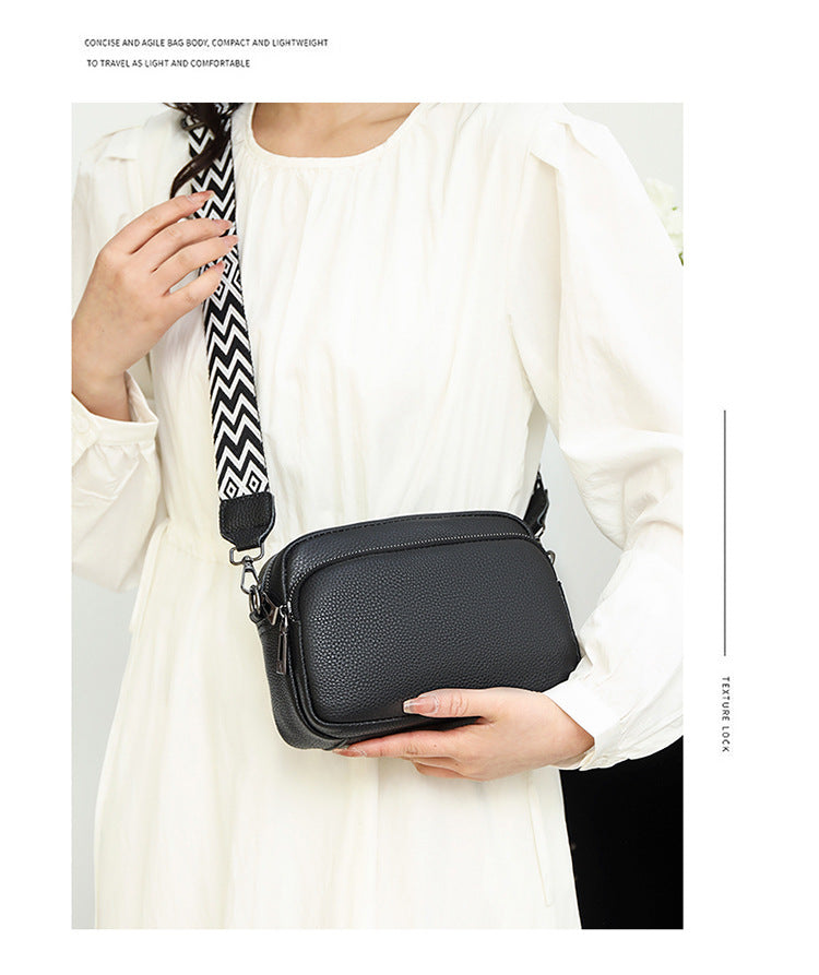 Genuine Leather Crossbody Bag – Litchi Pattern Shoulder Bag