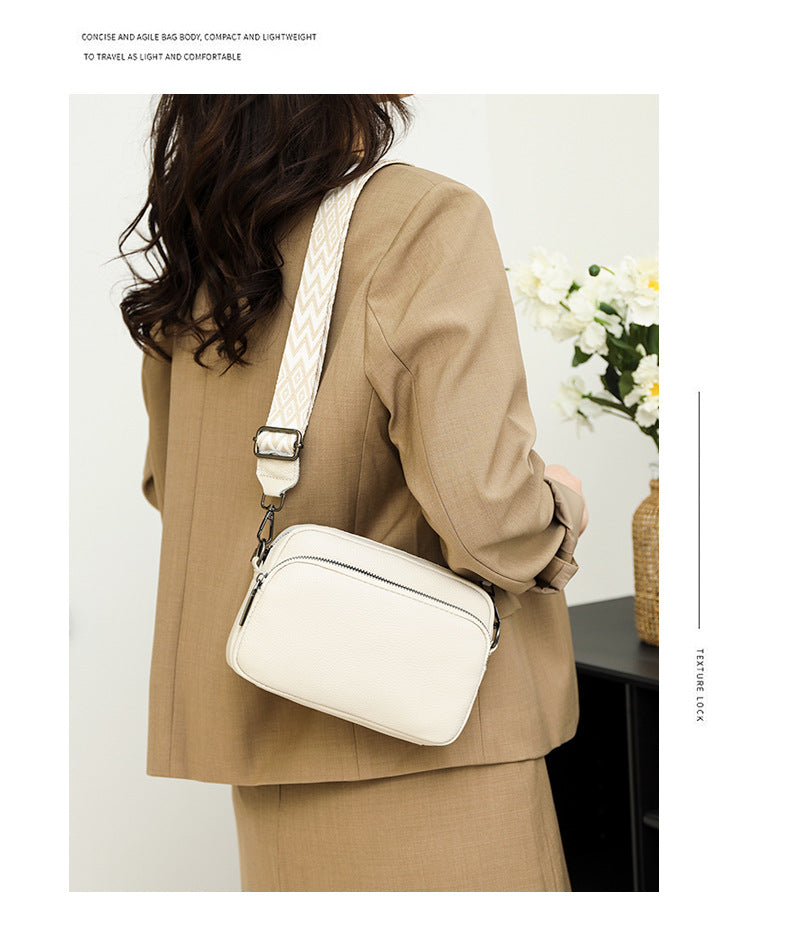 Genuine Leather Crossbody Bag – Litchi Pattern Shoulder Bag