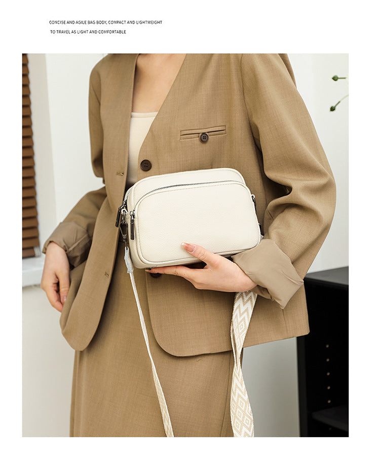 Genuine Leather Crossbody Bag – Litchi Pattern Shoulder Bag