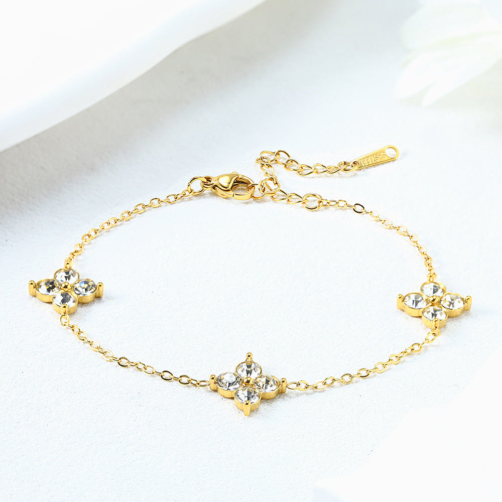 French Baby's Breath Crystal Jewelry Set – Necklace, Bracelet & Stud Earrings