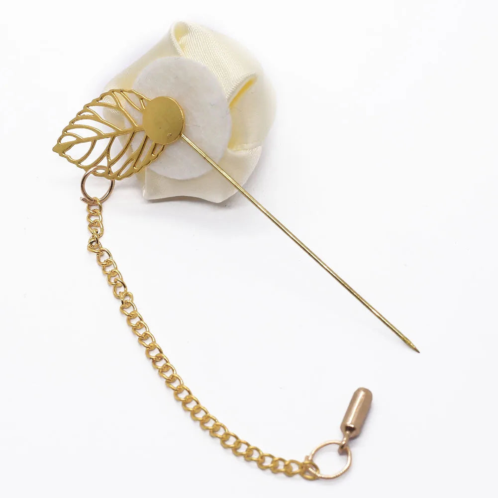 Burgundy Boutonnieres Wedding Accessories Groom Corsage Lapel Pins Ribbon Rose Flower Women Buttonhole Brooch Mariage Prom Decor