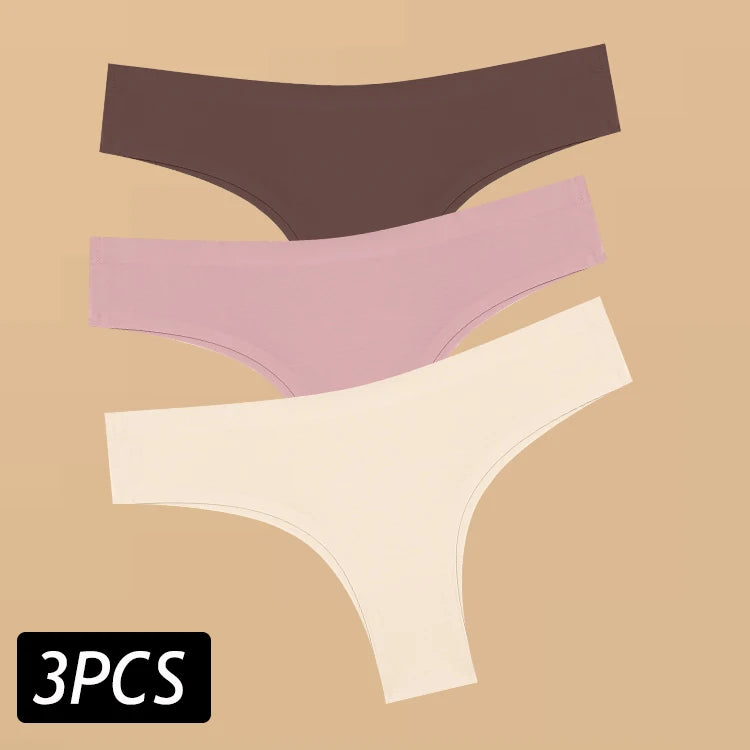 3PCS Women's Ultra-thin Seamless Panties Sexy Low Rise Brazilian Panties Ice Silk Underwear Sexy Panty Low Waist G-string Female