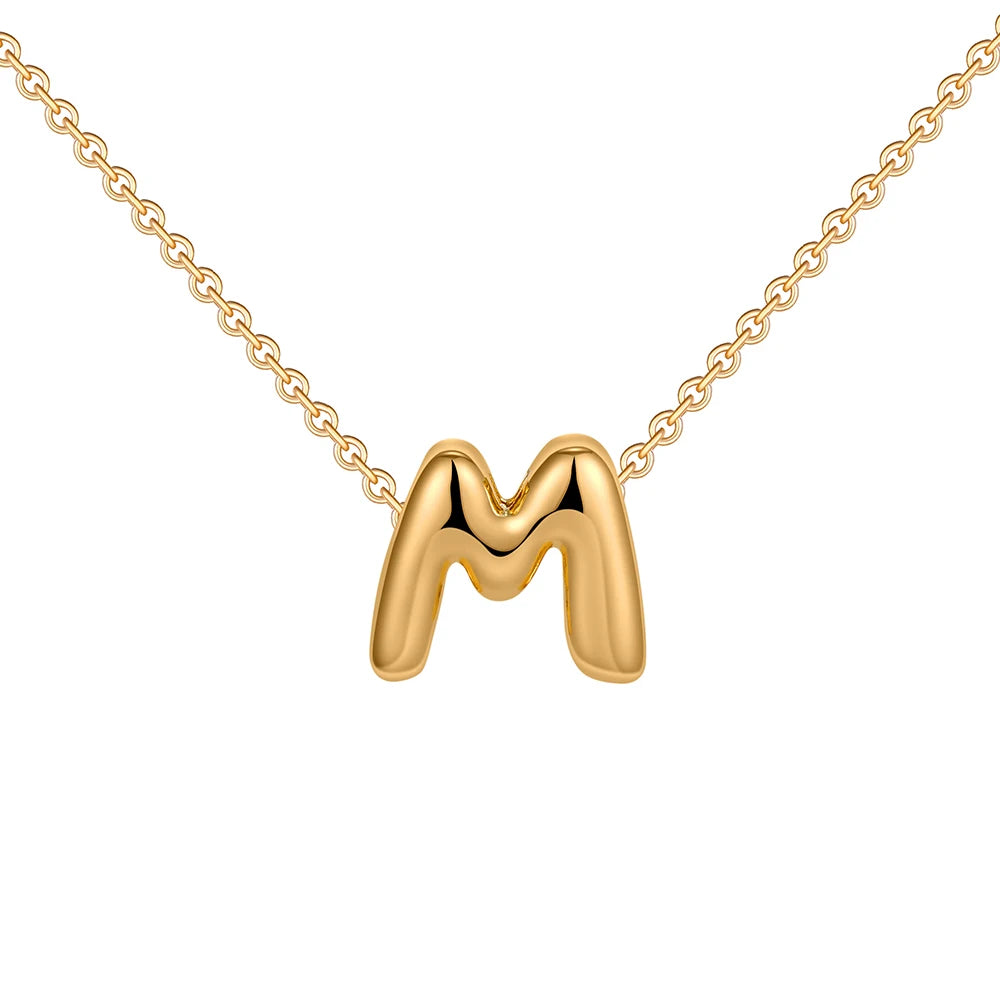 Dainty Mini Bubble Letter Necklace Gold Plated Balloon Initial Tiny Small Pendent Necklaces for Women Jewelry Teen Girls Gifts