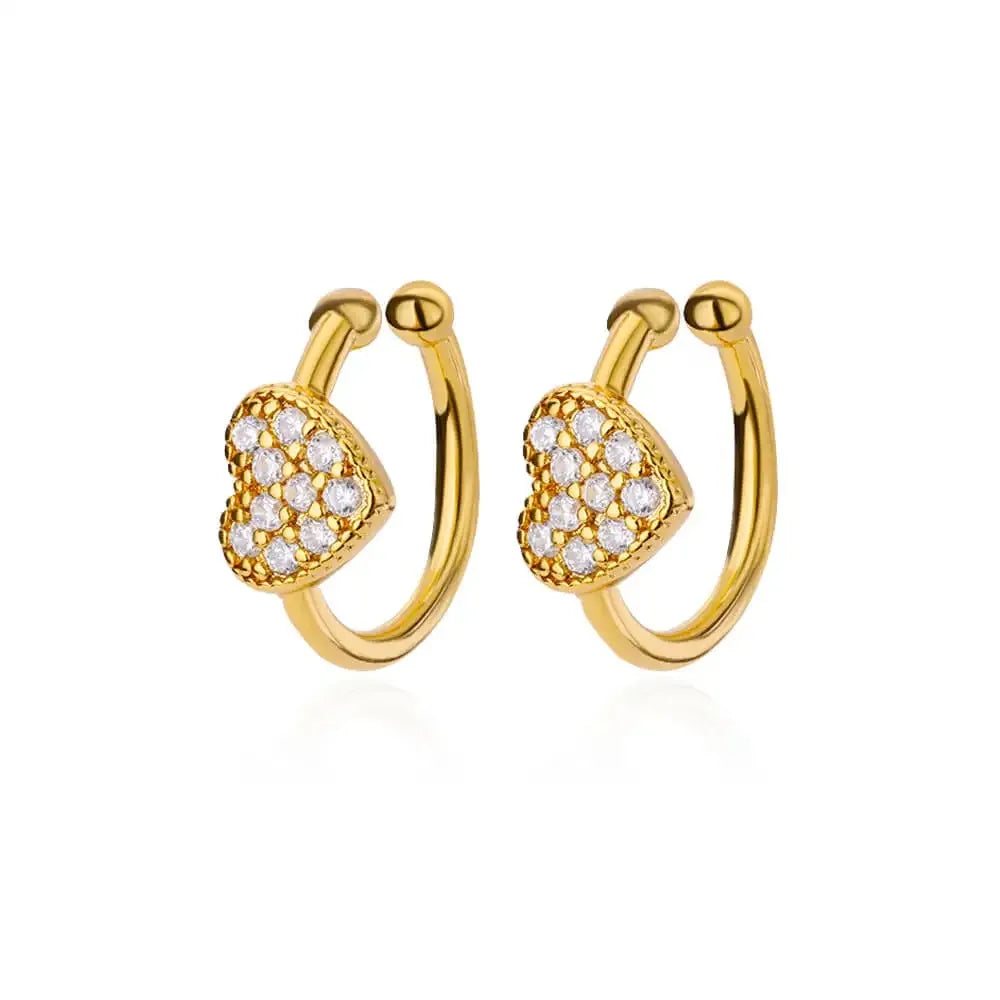 Hollow Zircon Heart Earrings – Gold Stainless Steel Luxury Jewelry for Women