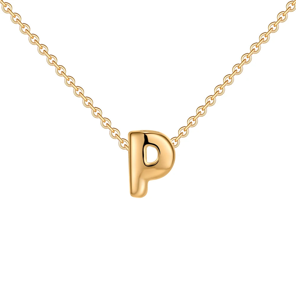 Dainty Mini Bubble Letter Necklace Gold Plated Balloon Initial Tiny Small Pendent Necklaces for Women Jewelry Teen Girls Gifts