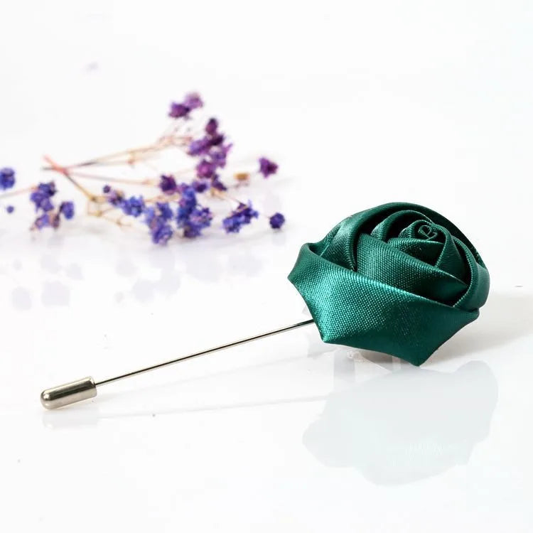 Men Boutonnieres for Wedding Groom Corsage Lapel Pins Ribbon Roses Flower Mensuit Buttonhole Brooch Marriage Accessories