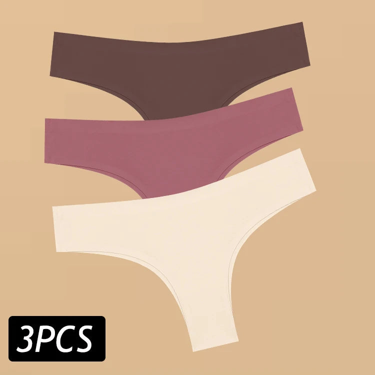 3PCS Women's Ultra-thin Seamless Panties Sexy Low Rise Brazilian Panties Ice Silk Underwear Sexy Panty Low Waist G-string Female