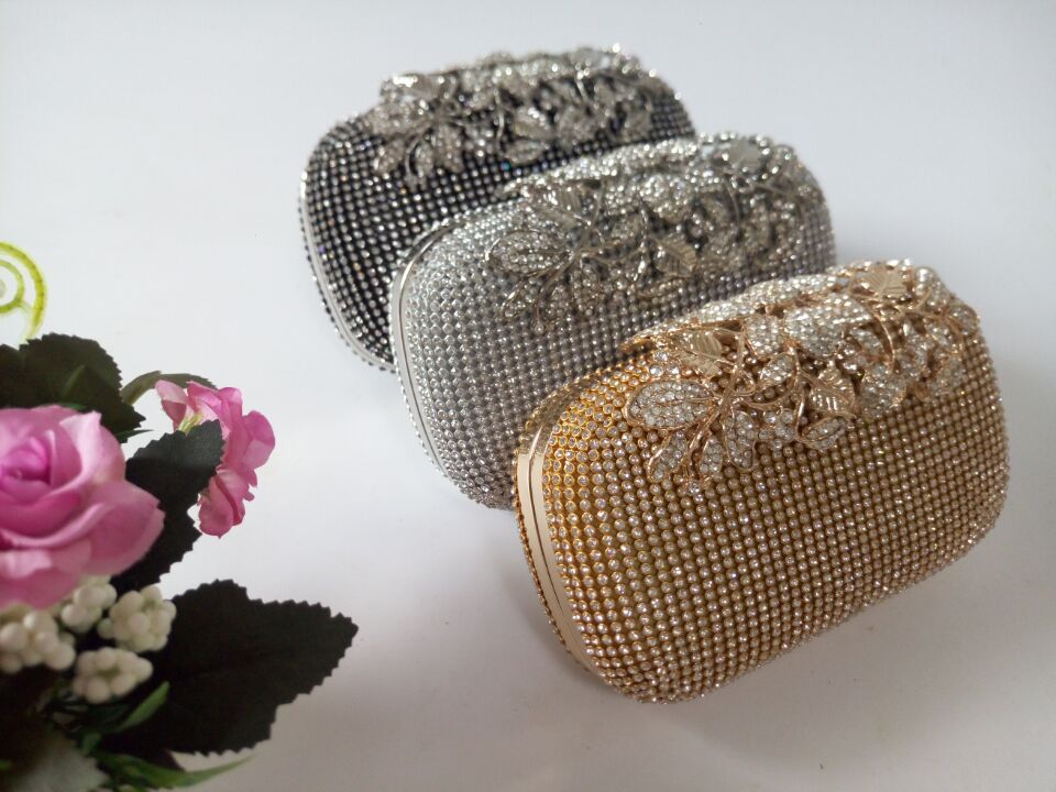 Women's Crystal Floral Rhinestone Evening Clutch Bag