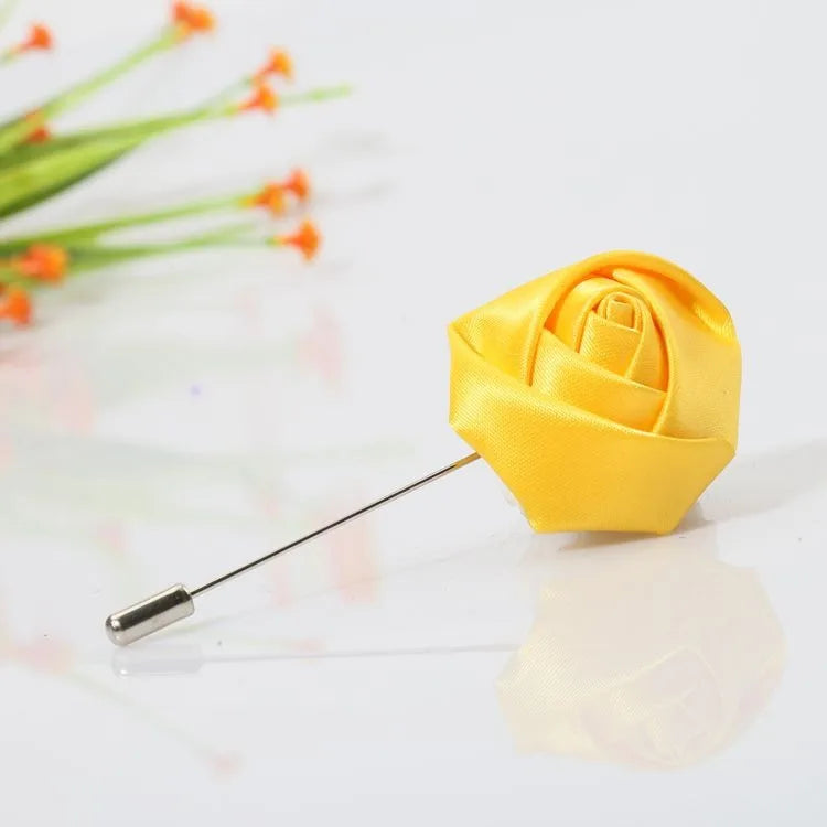 Men Boutonnieres for Wedding Groom Corsage Lapel Pins Ribbon Roses Flower Mensuit Buttonhole Brooch Marriage Accessories