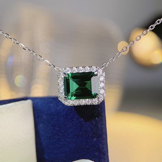 3-Carat Emerald Stud Earrings & Pendant Necklace