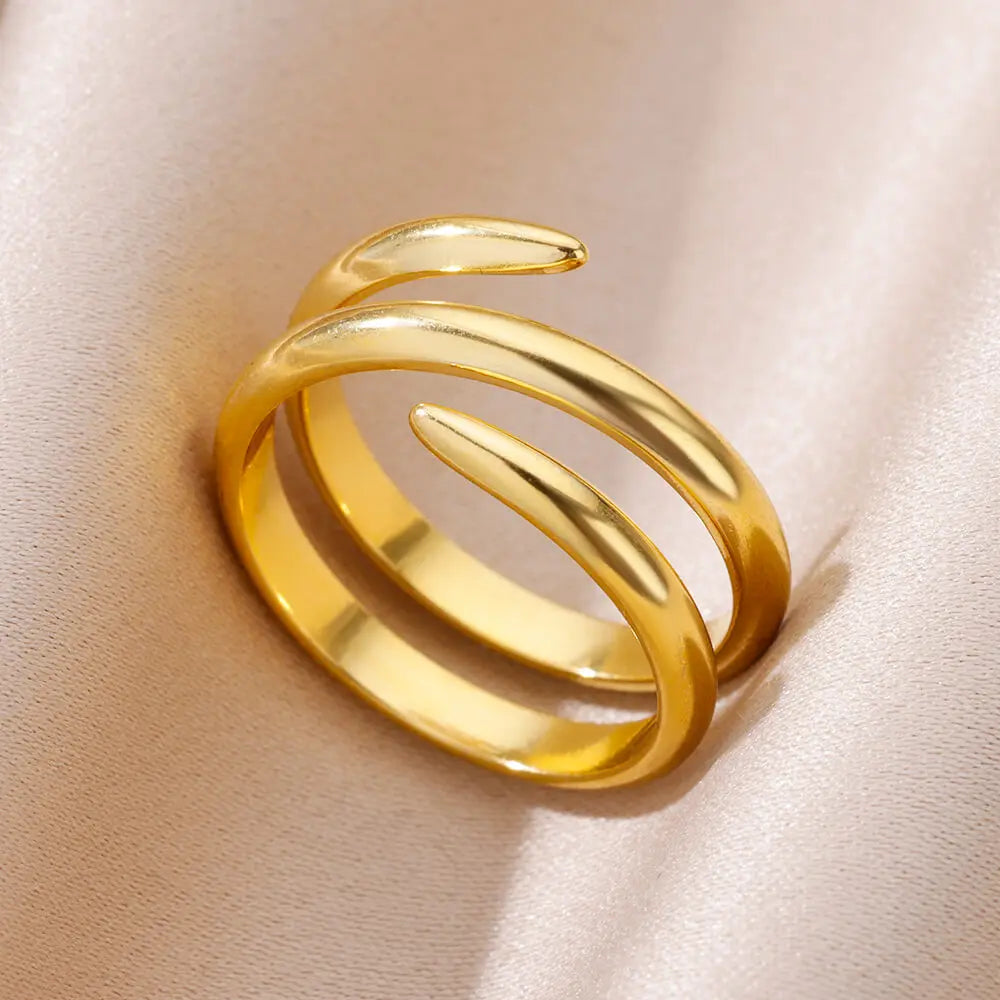 Elegant stainless steel gold ring with polished finish