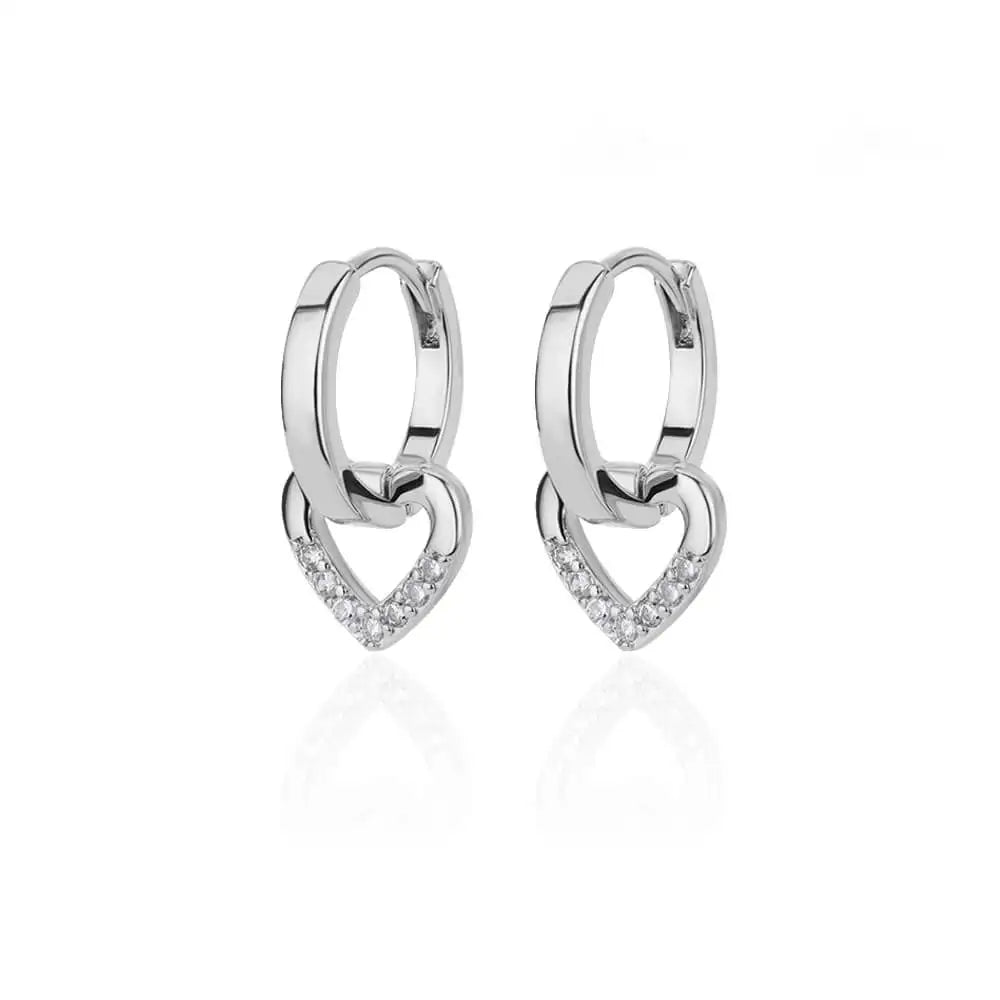Hollow Zircon Heart Earrings – Gold Stainless Steel Luxury Jewelry for Women