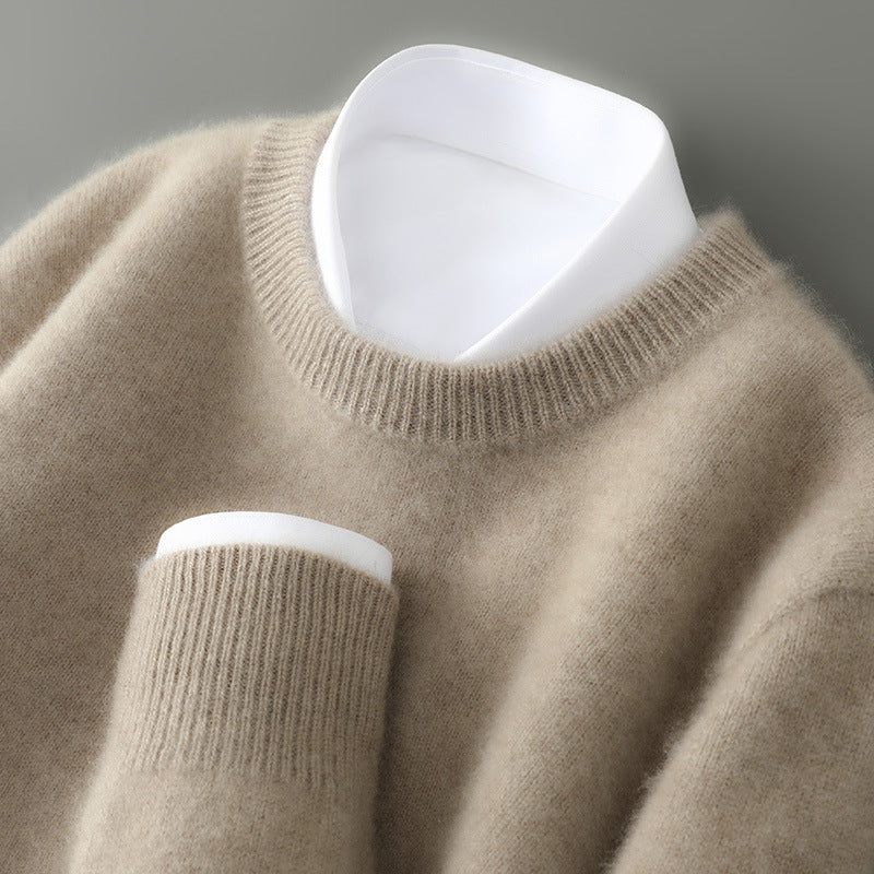 Men’s Wool Sweater – Half-Turtleneck & Crew Neck | Winter Loose-Fit Pullover