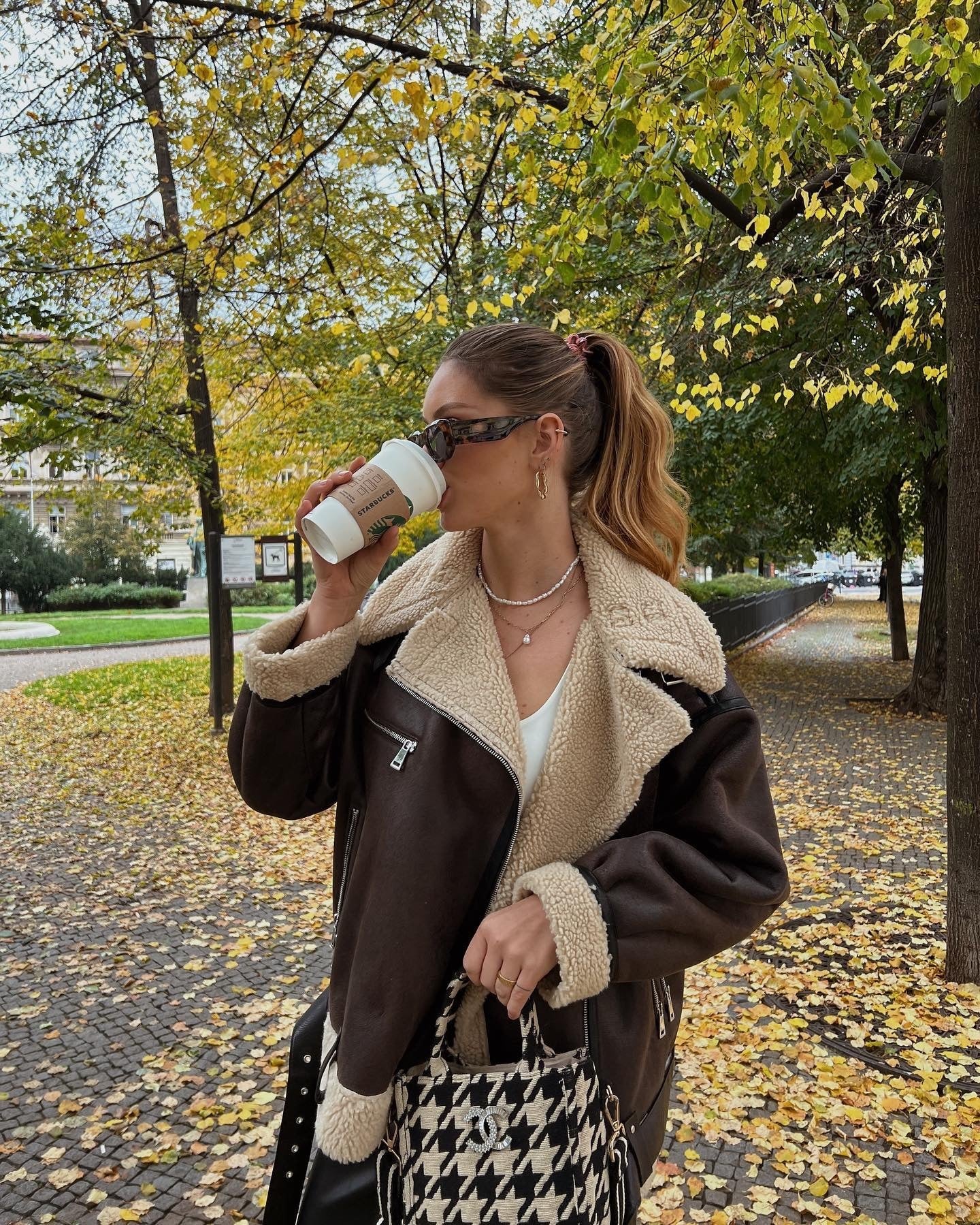 Women’s French Fur-Integrated Multi-Zipper Jacket – Thick Long Sleeve Street Style Outerwear | Dark Brown Polyester Coat