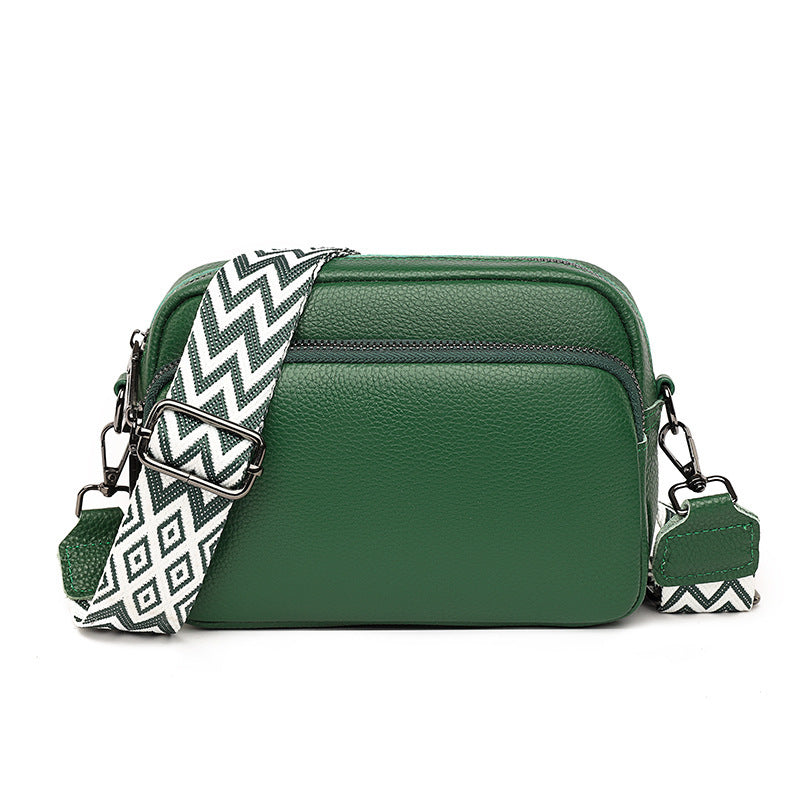 Genuine Leather Crossbody Bag – Litchi Pattern Shoulder Bag