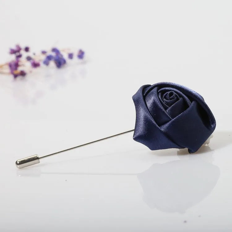 Men Boutonnieres for Wedding Groom Corsage Lapel Pins Ribbon Roses Flower Mensuit Buttonhole Brooch Marriage Accessories