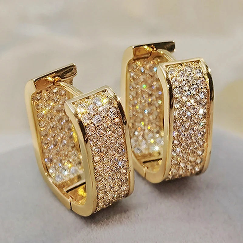 Hoop Earrings – Luxury Gold & Silver Fashion Earrings for Women/ By Huitan Bling CZ