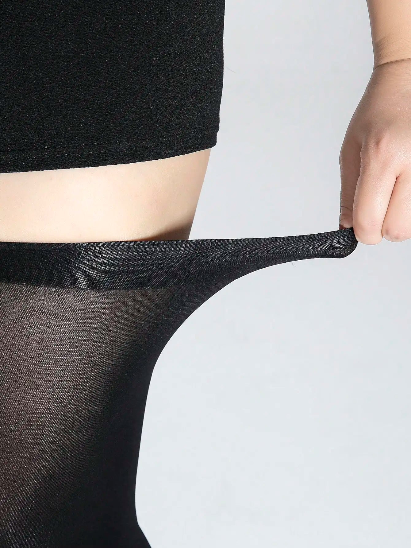 Plus Size women Breathable High Quality  Transparent  BlackSolid Colo Thigh-High Socks Thigh High stockings