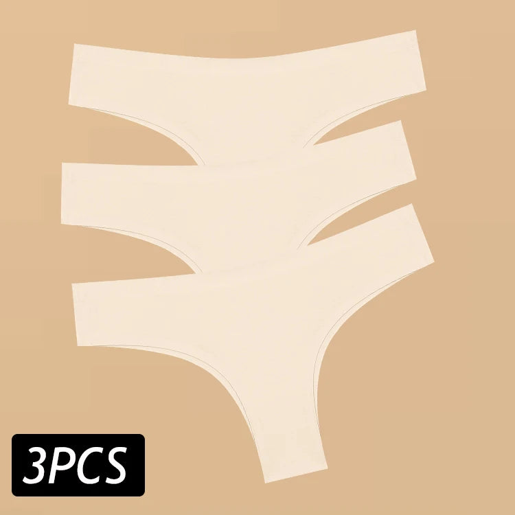 3PCS Women's Ultra-thin Seamless Panties Sexy Low Rise Brazilian Panties Ice Silk Underwear Sexy Panty Low Waist G-string Female