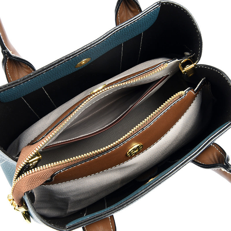 Women’s Contrast Color Shoulder & Crossbody Bag – Large Capacity Handbag