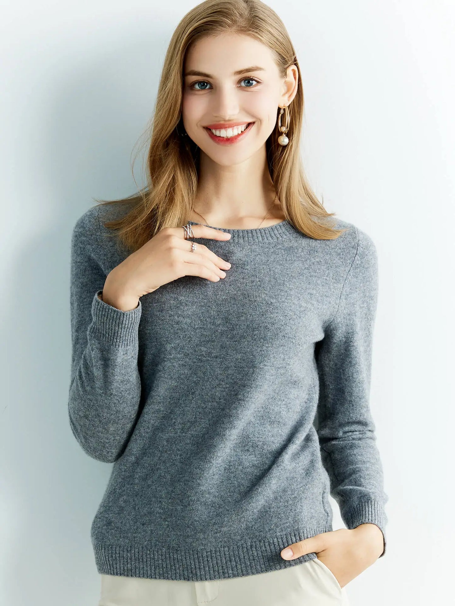 100% Merino Wool Cashmere Sweater – Women’s O-Neck Vintage Knit Pullover | Autumn & Winter Luxury Jumper