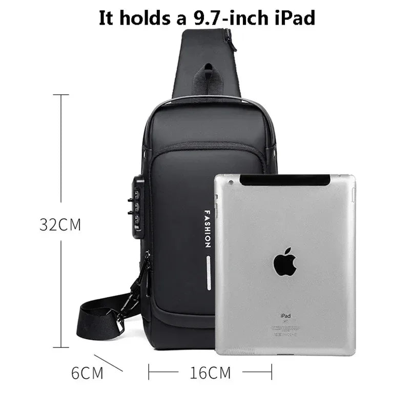 Anti-Theft USB Crossbody Chest Bag – Multifunctional Travel Sling Backpack | Unisex Waterproof Shoulder Bag with Charging Port