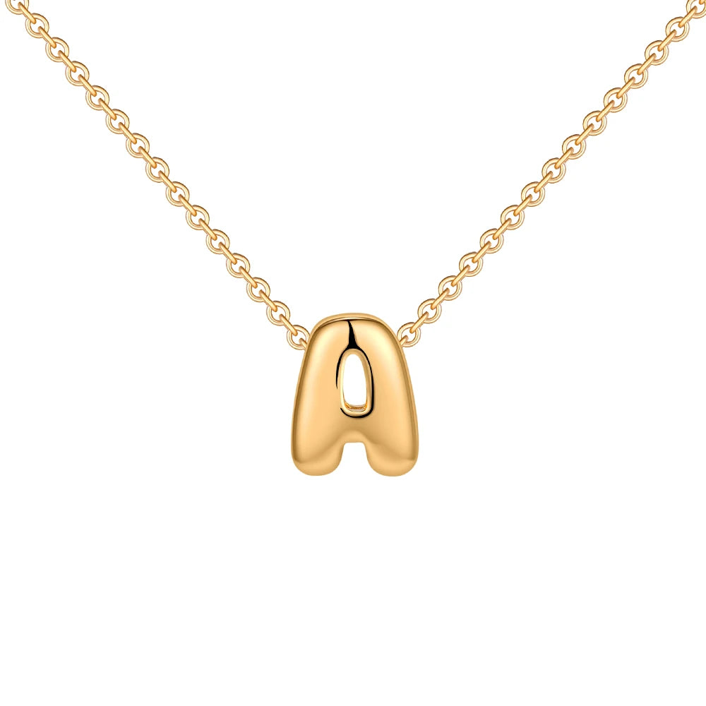 Dainty Mini Bubble Letter Necklace Gold Plated Balloon Initial Tiny Small Pendent Necklaces for Women Jewelry Teen Girls Gifts