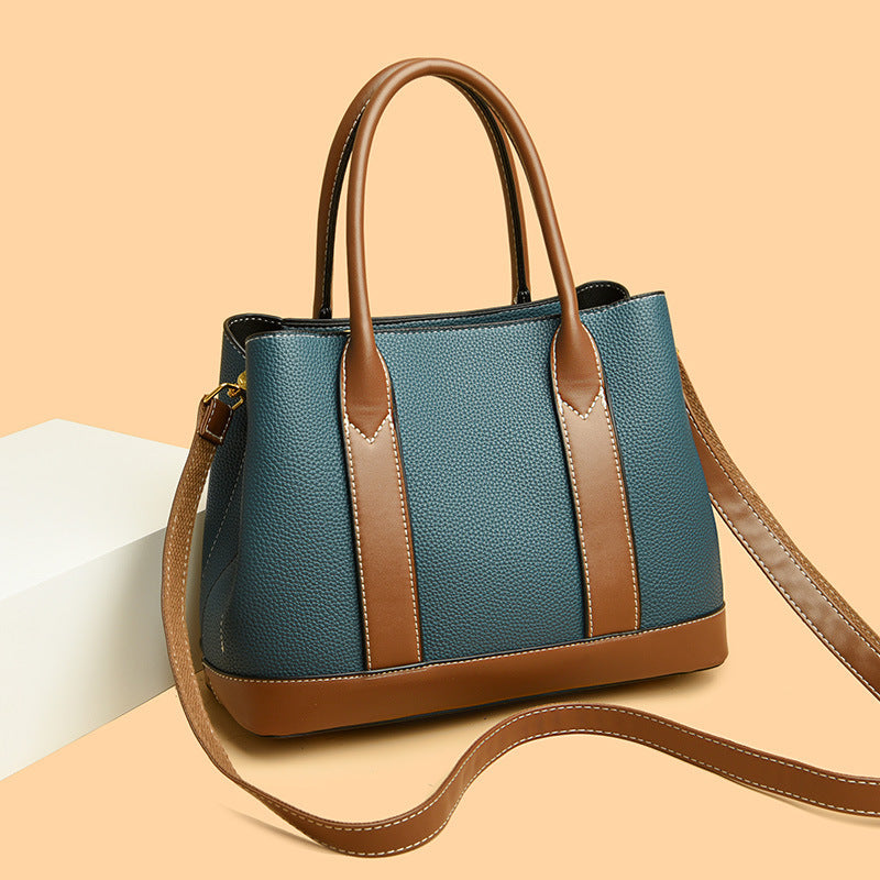 Women’s Contrast Color Shoulder & Crossbody Bag – Large Capacity Handbag