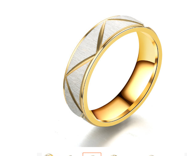 24K Gold-Plated Two-Tone Titanium Stainless Steel Couple Ring