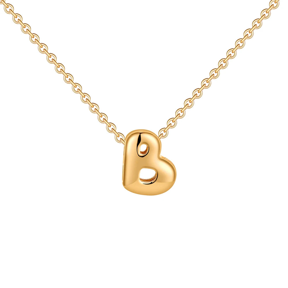 Dainty Mini Bubble Letter Necklace Gold Plated Balloon Initial Tiny Small Pendent Necklaces for Women Jewelry Teen Girls Gifts