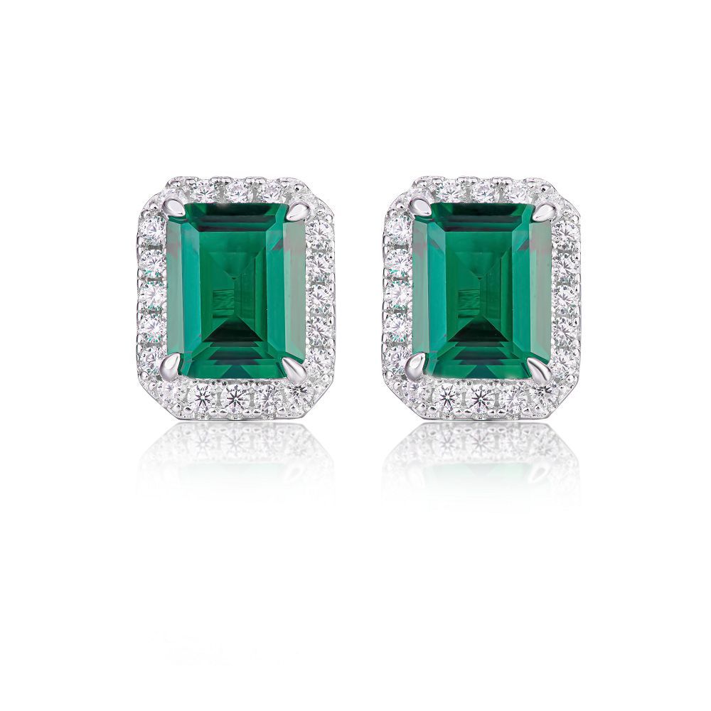 3-Carat Emerald Stud Earrings & Pendant Necklace