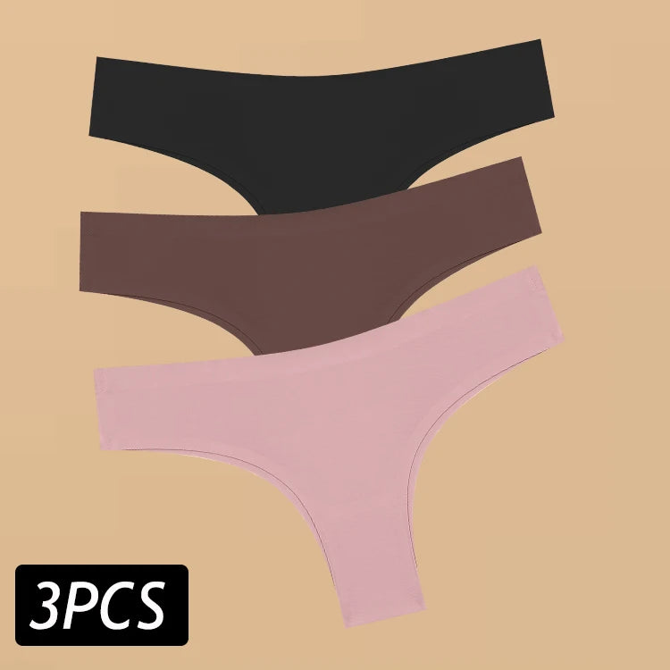3PCS Women's Ultra-thin Seamless Panties Sexy Low Rise Brazilian Panties Ice Silk Underwear Sexy Panty Low Waist G-string Female