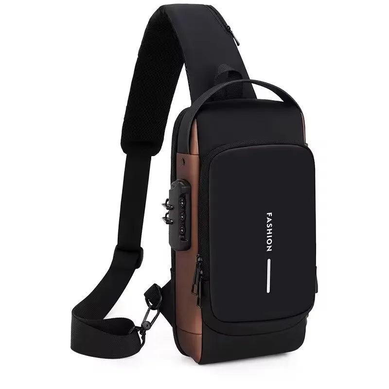 Unisex anti-theft USB crossbody chest bag – multifunctional travel sling with waterproof fabric.