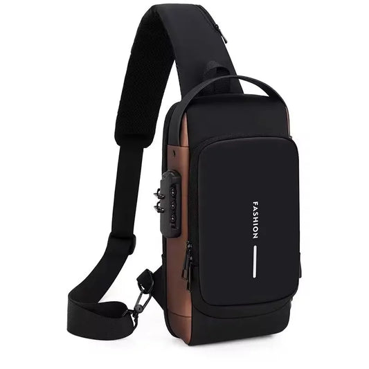 Unisex anti-theft USB crossbody chest bag – multifunctional travel sling with waterproof fabric.