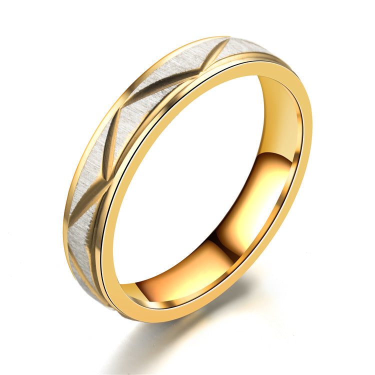 24K Gold-Plated Two-Tone Titanium Stainless Steel Couple Ring