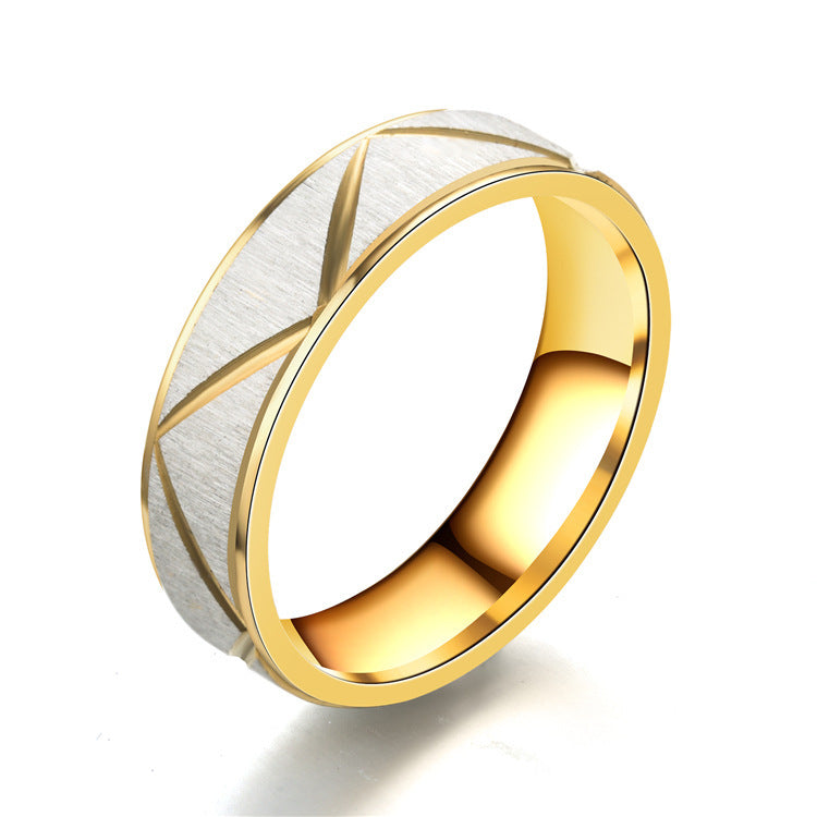24K Gold-Plated Two-Tone Titanium Stainless Steel Couple Ring