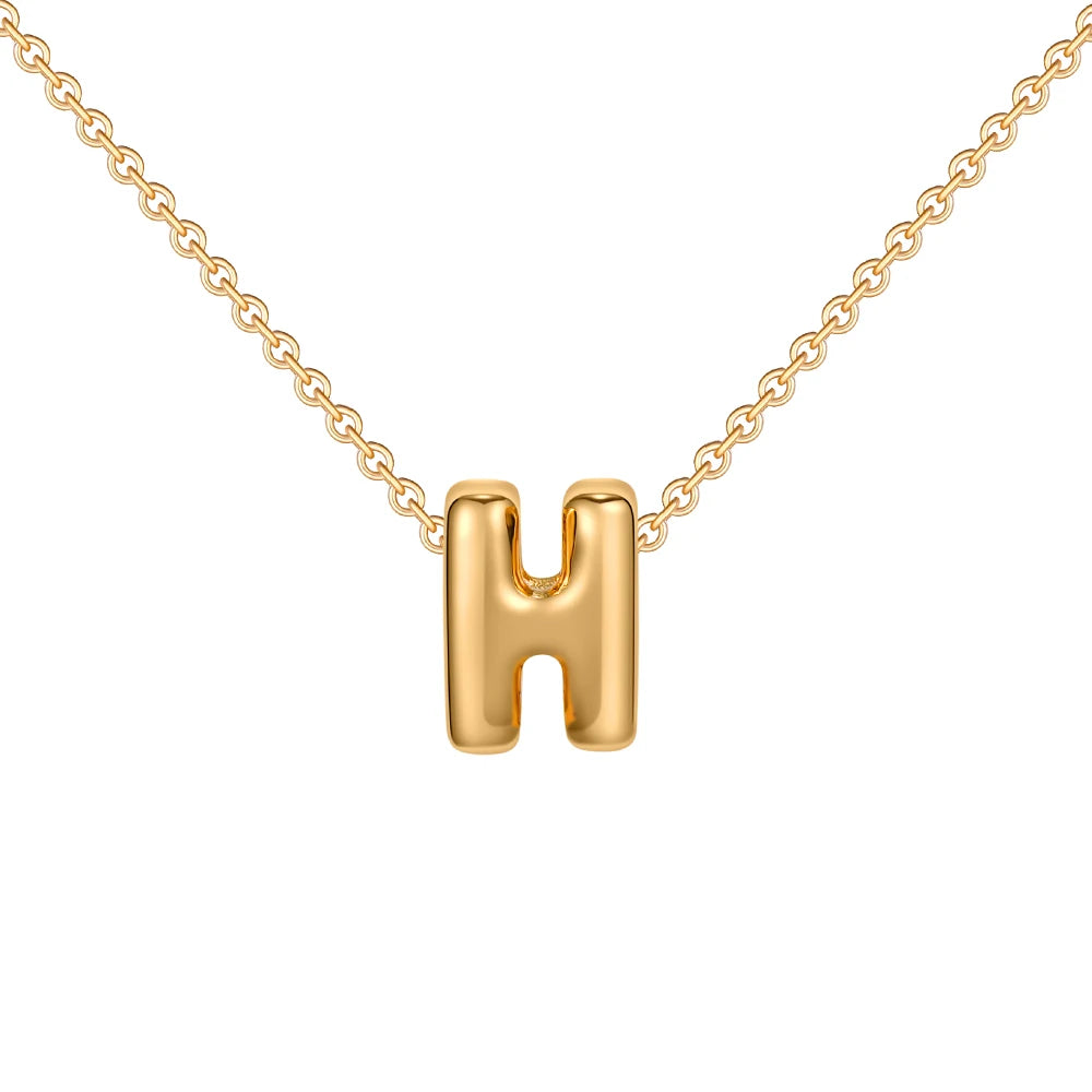 Dainty Mini Bubble Letter Necklace Gold Plated Balloon Initial Tiny Small Pendent Necklaces for Women Jewelry Teen Girls Gifts