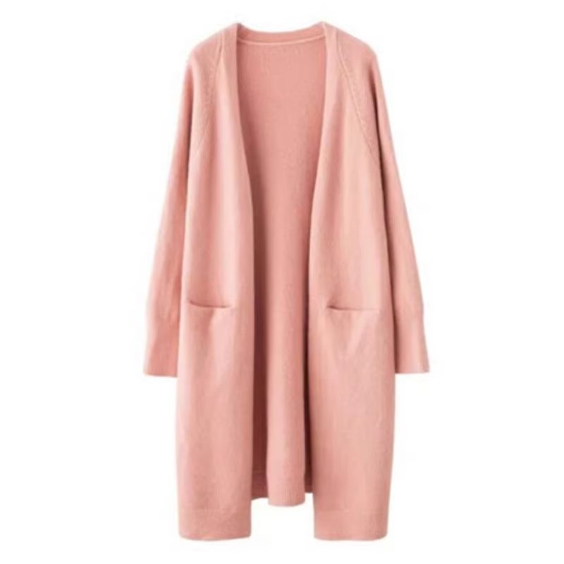 Women’s Mid-Length V-Neck Knit Cardigan – Loose Fit